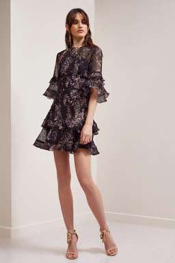Keepsake Light Up Mini Dress in Black Wildflower Floral  Size 6 for rent on The Volte - image 1