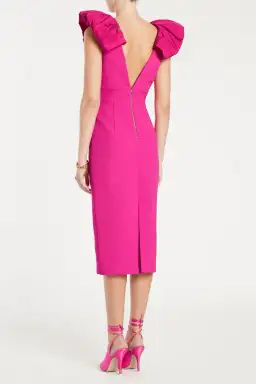 Rebecca Vallance Cupid's Bow Midi Dress Fuchsia Size AU 6 