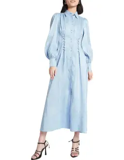 Aje Ephemera Lace Up Shirt Dress in Powder Blue Size 12