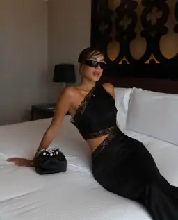 Misha Jillian Satin Gown Black Size 10/M for rent on The Volte - image 3