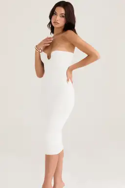 House Of CB Oriana Strapless Midi Dress White Size XS / AU 6