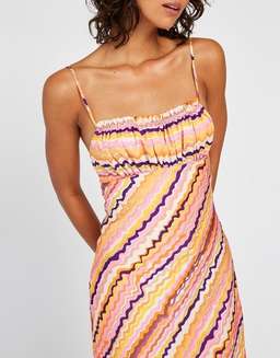 By Johnny Elle Bias Midi Dress (Rainbow Drip Colour)
