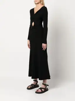 Anna Quan Paige Ribbed Cut-Out Longsleeve Midi Maxi Dress Black Size 6 for rent on The Volte - image 3