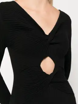 Anna Quan Paige Ribbed Cut-Out Longsleeve Midi Maxi Dress Black Size 6 for rent on The Volte - image 6