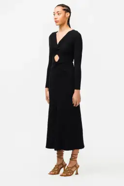 Anna Quan Paige Ribbed Cut-Out Longsleeve Midi Maxi Dress Black Size 6 for rent on The Volte - image 2