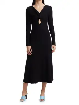 Anna Quan Paige Ribbed Cut-Out Longsleeve Midi Maxi Dress Black Size 6 for rent on The Volte - image 1