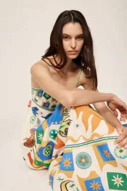 Alemais Soleil Sundress Cream Print Size 8 for rent on The Volte - image 2