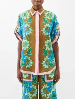 Alemais Winnie Floral Spliced Blue Brown Shirt and Pant Two Piece Set Floral Size 10  for rent on The Volte - image 3