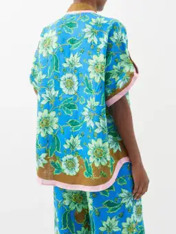 Alemais Winnie Floral Spliced Blue Brown Shirt and Pant Two Piece Set Floral Size 10  for rent on The Volte - image 4