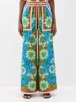 Alemais Winnie Floral Spliced Blue Brown Shirt and Pant Two Piece Set Floral Size 10  for rent on The Volte - image 5