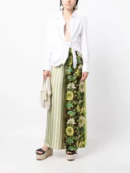 Alemais Winnie Patchwork Spliced Silk Shirt and Pant Set Green Floral Size AU 10 for rent on The Volte - image 6