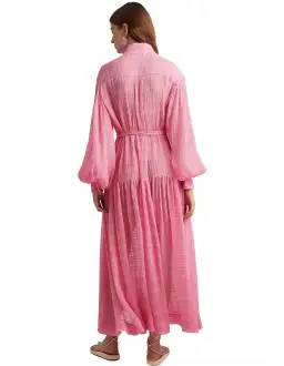 Alemais Antonella Silk Embroidered Shirt Maxi Dress Pink Size 10 AU for rent on The Volte - image 9
