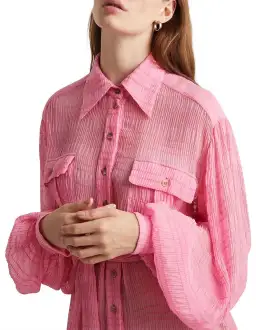 Alemais Antonella Silk Embroidered Shirt Maxi Dress Pink Size 10 AU for rent on The Volte - image 10