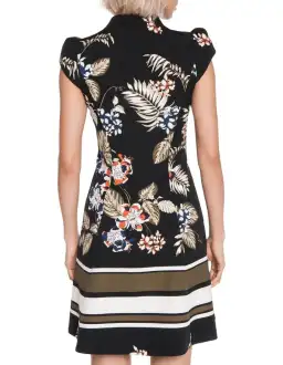 Cue Palm Leaf Zip Front Dress Black Size AU 10 for rent on The Volte - image 4