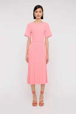 Scanlan Theodore Pleated Ribbed Draped Sleeve Dress in Peach Size S/Au 8  for rent on The Volte - image 1