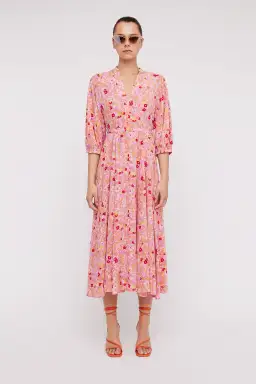 Scanlan Theodore Silk Daisy Floral Dress Peach Size 8 for rent on The Volte - image 1
