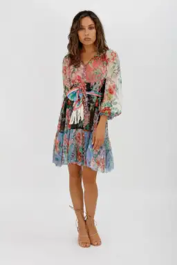 Zimmerman Bellitude Spliced Short Dress Multi Colour Floral Print Size 0/Au 8 for rent on The Volte - image 3