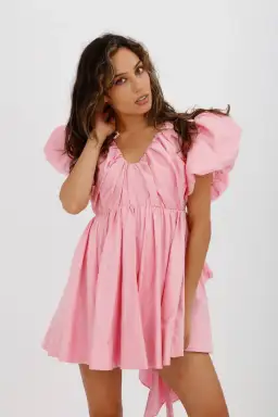 Aje Gretta Bow Back Mini Dress Ballet Pink Size 10  for rent on The Volte - image 6