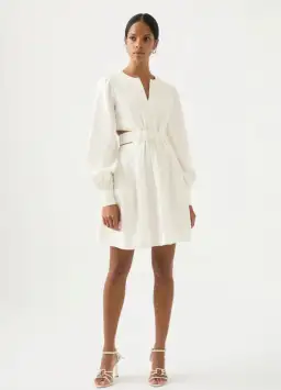 Aje Spectral V Neck Mini Dress Ivory Size 10 / M