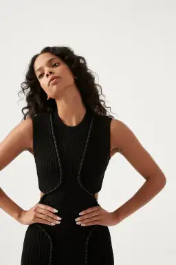 Aje Arp Cut Out Knit Midi Dress Black Size S / Au 8 for rent on The Volte - image 4
