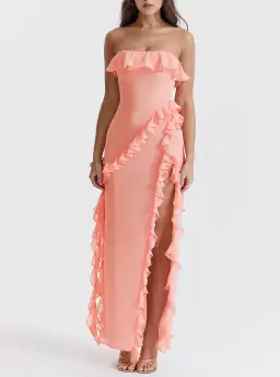 House of CB Sarina Ruffle Maxi Dress Apricot Size 6 for rent on The Volte - image 1