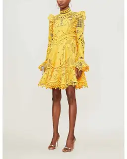 Zimmermann Yellow Brightside Palm Mini Dress Yellow Size 0 / AU 8 for rent on The Volte - image 1