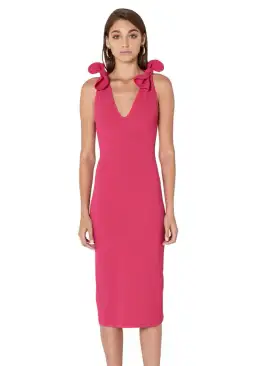 By Johnny V Neck Bow Shoulder Dress Pink Size 6  for rent on The Volte - image 2