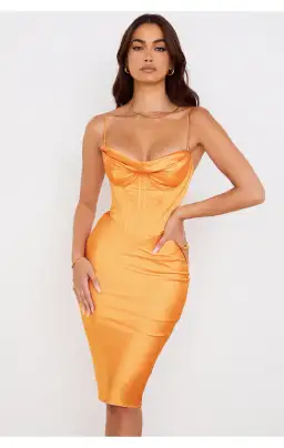 House of CB Myrna Corset Midi Dress Orange Size S/AU 8 for rent on The Volte - image 1
