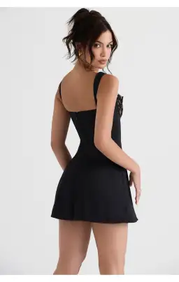 House of CB Adriana Satin and Lace Mini Dress Black Size S/AU 8 for rent on The Volte - image 5
