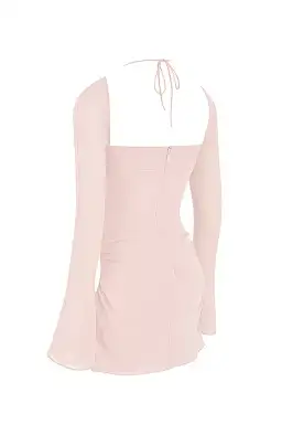 House of CB Baby Chiffon Cutout Halter Mini Dress Pink Quartz Size XS/AU 6 for rent on The Volte - image 7