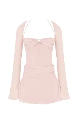 House of CB Baby Chiffon Cutout Halter Mini Dress Pink Quartz Size XS/AU 6 for rent on The Volte - image 6