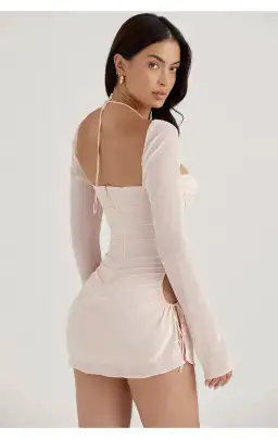 House of CB Baby Chiffon Cutout Halter Mini Dress Pink Quartz Size XS/AU 6 for rent on The Volte - image 5