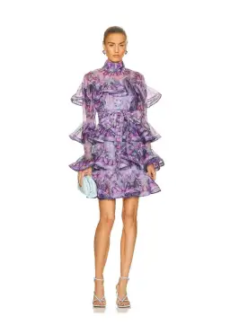Zimmermann Celestial Frill Mini Dress Purple Size 1 / AU 10