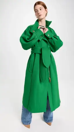Zimmermann Celestial Funnel Neck Coat Green Size 0/ AU 6 to 8 for rent on The Volte - image 2