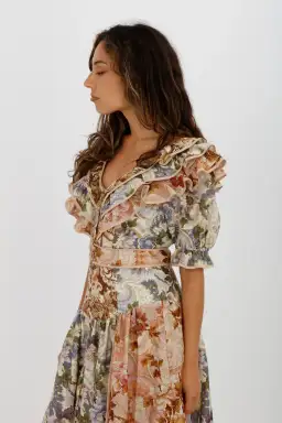 Alèmais Phillipa Ruffle Neck Midi Dress Floral Size 8 for rent on The Volte - image 6