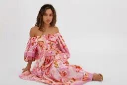 Acler Wayland Short Sleeve Printed Midi Dress Pink Floral Size 8 for rent on The Volte - image 12