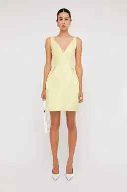 Scanlan Theodore Satin Mini Dress Yellow Size AU 12 for rent on The Volte - image 1