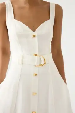 Aje Clay Belted Midi Dress White Size AU 10 for rent on The Volte - image 4