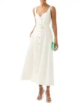 Aje Clay Belted Midi Dress White Size AU 10 for rent on The Volte - image 1