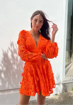 Sheike Bright Blooms Lace Dress Orange Size 6  for rent on The Volte - image 2