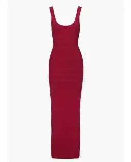 Herve Leger Cranberry Round Neck Gown Red Size Small for rent on The Volte - image 4