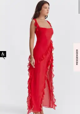 House Of Cb Ariela Red Ruffle Backless Dress Cherry In Size S/Au 8 for rent on The Volte - image 8