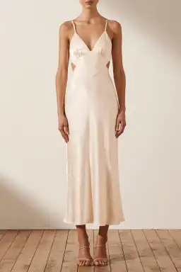 Shona Joy La Lune Backless Midi Dress Cream Size 10 for rent on The Volte - image 1