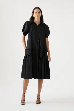 Aje Novella Midi Smock Dress Black Size AU 14 for rent on The Volte - image 1