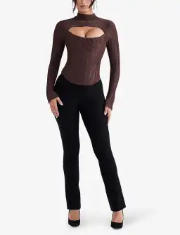 House Of Cb Georgina Cut-out Stretch-knit Top Brown Size XS / AU 6 for rent on The Volte - image 1