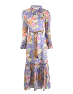 Zimmermann Pattie Frill Midi Dress Purple Size AU 8 for rent on The Volte - image 3