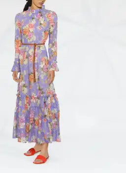 Zimmermann Pattie Frill Midi Dress Purple Size AU 8 for rent on The Volte - image 1