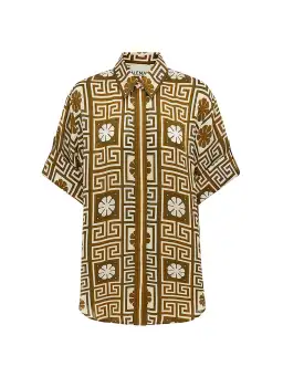 Alemais Dimi Jacquard Shirt and Pants Set Chocolate/Creme Size 10  for rent on The Volte - image 2