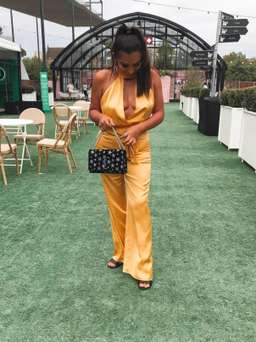 LPA Halter yellow jumpsuit size 8