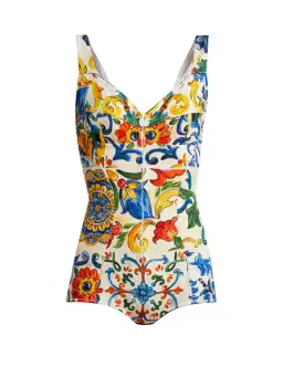 Dolce & Gabbana Majolica Bodysuit Multi Print Size 40/ AU 8